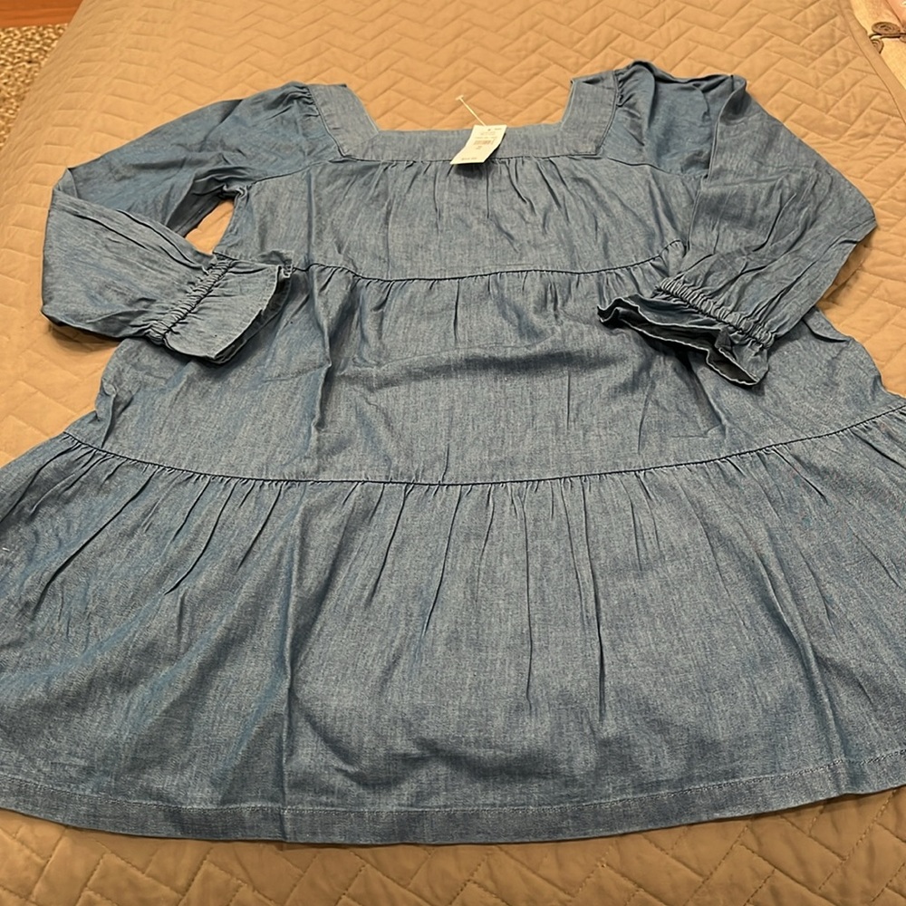 GAP Kids Tiered Chambray Square neck Dress / NWT / S - Picture 9 of 16